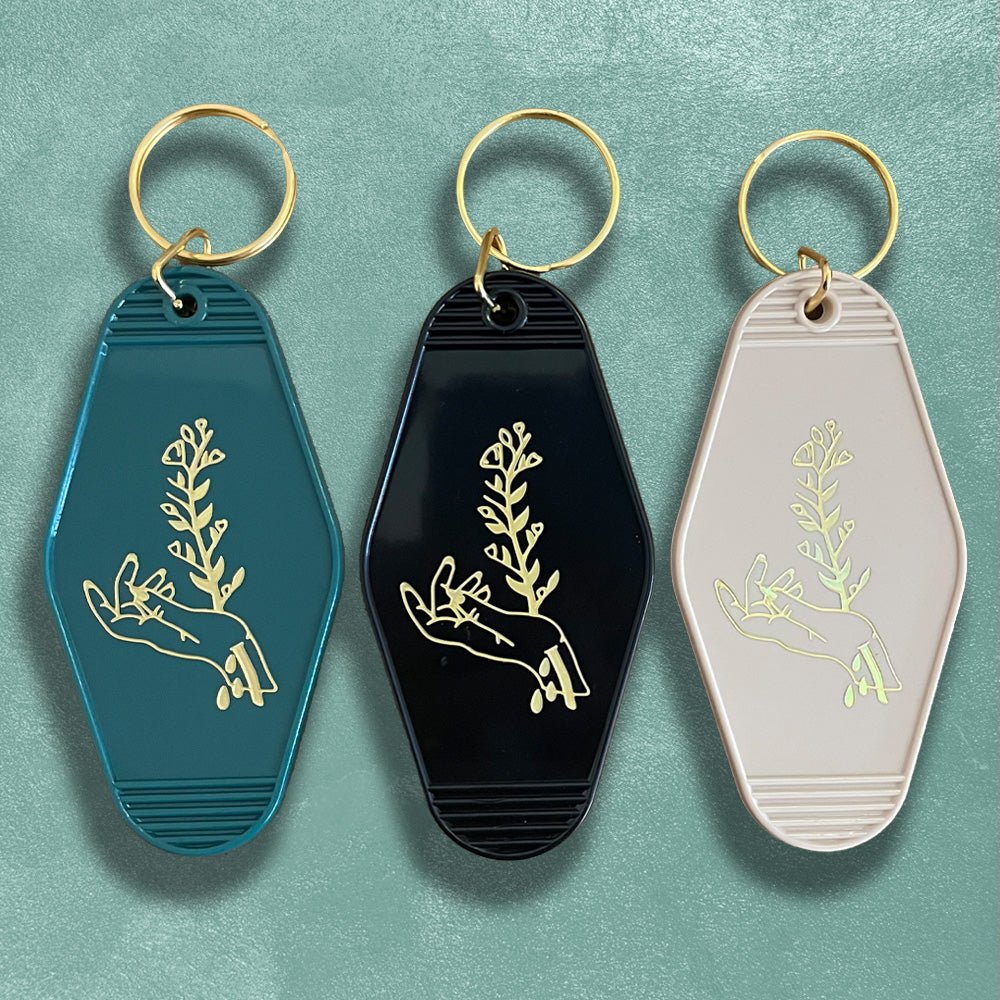 Motel Keychains - Custom Foil Embossed Motel Keychains